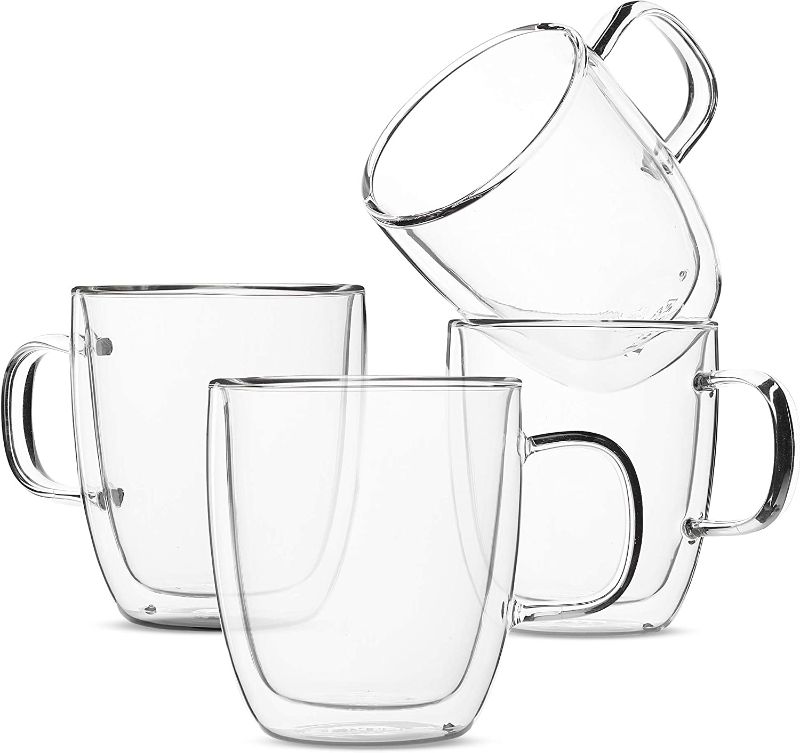 Photo 1 of BTaT- Insulated Coffee Mugs, Glass Tea Mugs, Set of 4 (12 oz, 350 ml), Double Wall Glass Coffee Cups, Tea Cups, Latte Cups, Glass Coffee Mug, Beer Glasses, Latte Mug, Clear Mugs, Glass Cappuccino Cups
