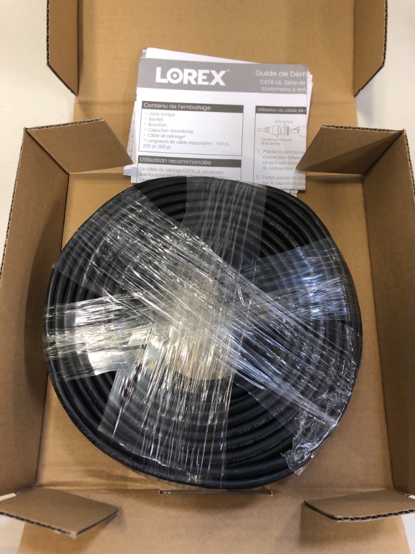 Photo 2 of Lorex Outdoor CAT6 Ethernet Cable, for Use with 4K Wired Security Cameras, Weatherproof and Direct Burial Underground, 10GB/Second, 100 Feet (30m)
