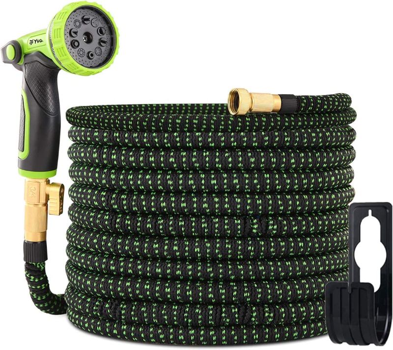 Photo 1 of Yvan 100FT Expandable Garden Hose,Upgraded Leakproof Lightweight Flexible Water Hose with 10 Function Spray Hose Nozzle,Double Latex Core,3/4" Solid Brass Fittings,Extra Strength Fabric
