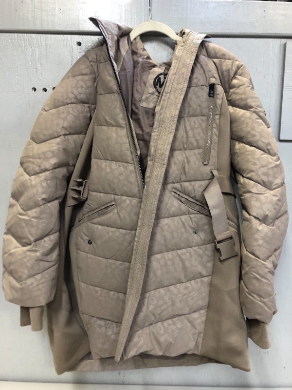 Photo 1 of MICHAEL KORS WOMEN PUFFER COAT WITH FUR HOOD, TAN, SIZE XL ---HAS STAINS---