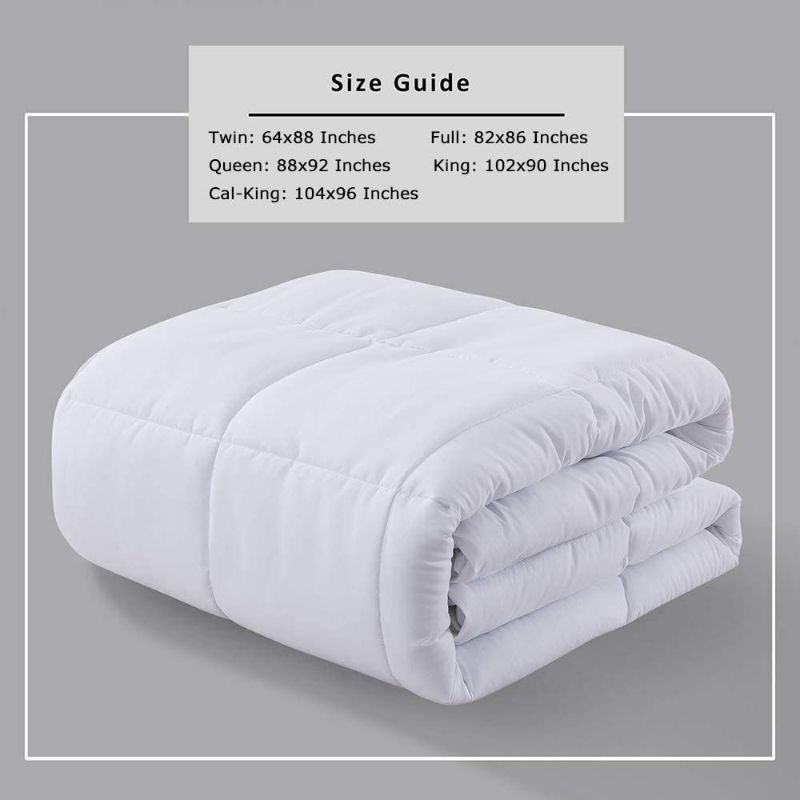 Photo 1 of DOWNCOOL Down Alternative Quilted Comforter ONLY - White Lightweight Duvet Insert or Stand-Alone Comforter with Corner Duvet Tabs, Queen 88x92 Inches
