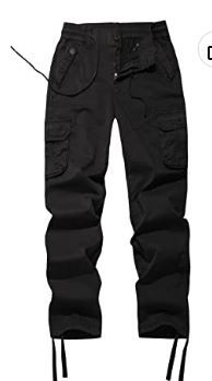 Photo 1 of  Women's Mid Rise Drawstring Elastic Waist Multi-Pocket Outdoor Sport Cotton Camping Hiking Cargo Pants (Size 34)
