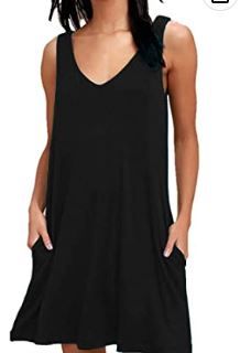 Photo 1 of AUSELILY Women Summer Casual T Shirt Dresses Beach Cover up Plain Pleated Tank Dress (Size Medium)
