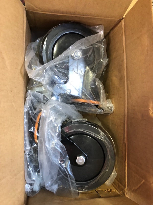 Photo 1 of 5 inch Swivel Caster Wheels Heavy Duty 1800LBS Capacity with Safety Dual Caster, 4 Pack All with Brake No Noise Lockable Wheels (Black)  --Missing Hardware --
