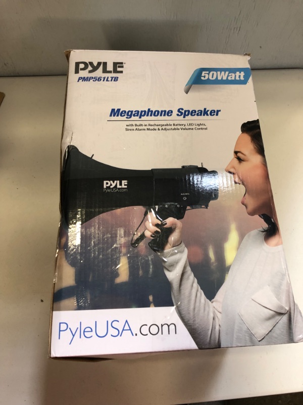 Photo 4 of  50W Professional Bluetooth Megaphone Bullhorn Speaker with Detachable Microphone-Rechargeable Battery&Portable Strap-Siren and 260S Recording-USB/SD/AUX Input-for Police, Cheerleading, Outdoor
