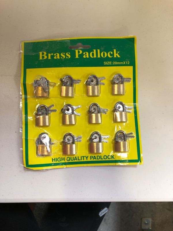 Photo 2 of 12 Piece Set of Mini Brass Padlocks 13/16": LOCK-07320

