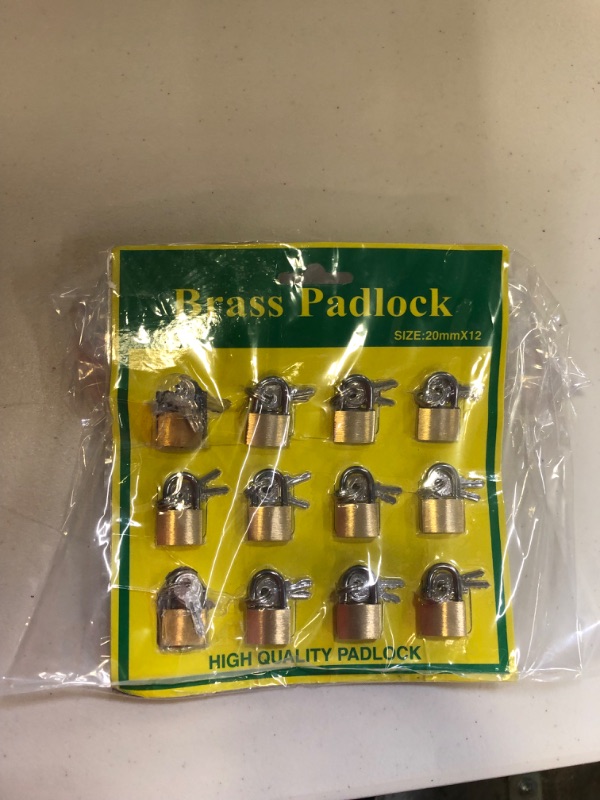 Photo 3 of 12 Piece Set of Mini Brass Padlocks 13/16": LOCK-07320
