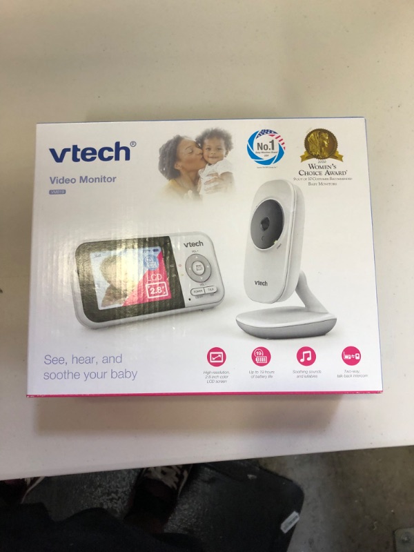 Photo 3 of VTech VM819 Video Baby Monitor with 19Hour Battery Life 1000ft Long Range Auto Night Vision 2.8” Screen 2Way Audio Talk Temperature Sensor Power Saving Mode and Lullabies, White
