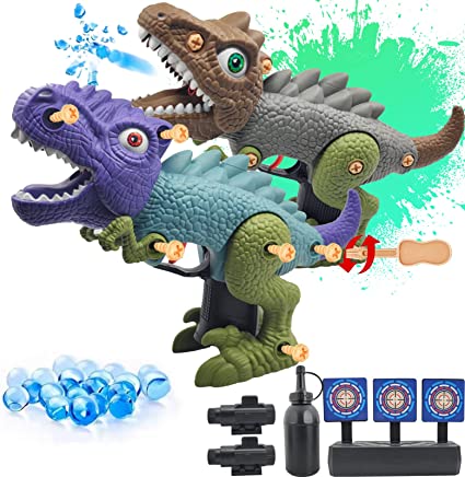 Photo 1 of 2 Pcs Dinosaur Gel Ball Blaster, SupAI Take Apart Dinosaur Toys for Kids Gel Ball Shooter Toy Gun w/ 9600 Gel Balls, Target & Quick Loader, Outdoor Shooting Games Kids Toys for 4 5 6 7 Years Old Boys
