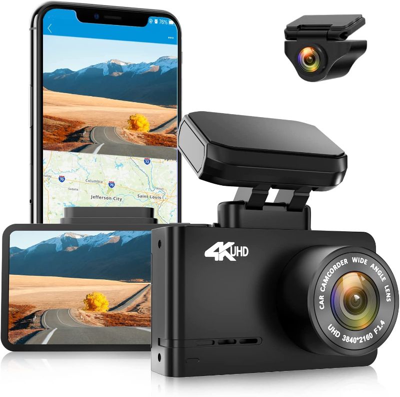 Photo 1 of WOLFBOX 4K Dash Cam Built-in WiFi GPS Dashboard Camera Front 4K/2.5K and Rear 1080P Dual Car Recorder, Mini Security