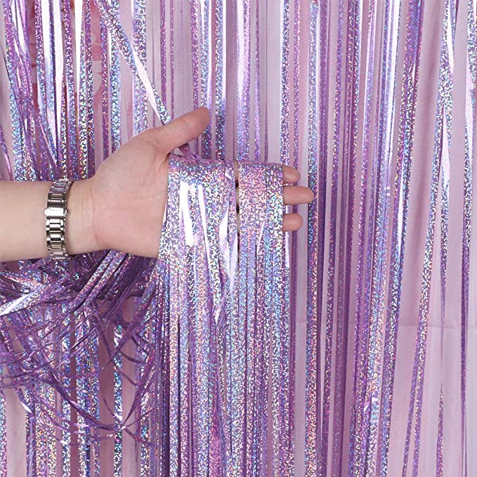 Photo 1 of 3 Pack Fringe Curtains Party Decorations,Tinsel Backdrop Curtains for Parties,Photo Booth Wedding Graduations Birthday Christmas Event Party Supplies (Pink)