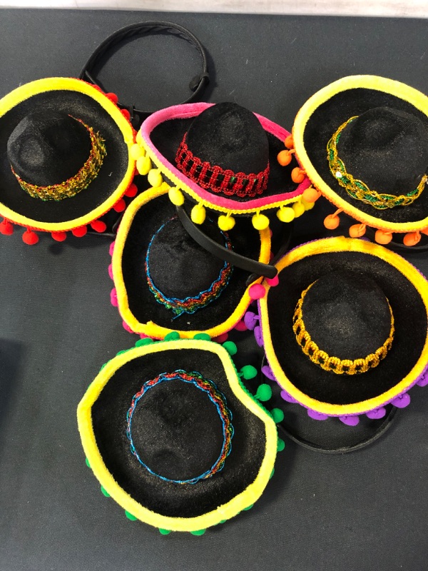 Photo 2 of 6 PCS Cinco De Mayo Fiesta Fabric Sombrero Headbands Party Costume for Fun Fiesta Hat Party Supplies