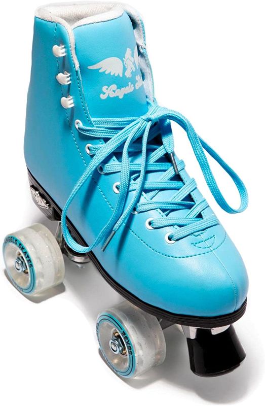 Photo 1 of Angels Skates Kids' & Women's Roller Skates - Premium Quality PU Leather Quad Roller Skates - Adjustable High- top Perfect Indoor Outdoor Girls Retro Roller Skates - 1-13 Sizes
size 2
