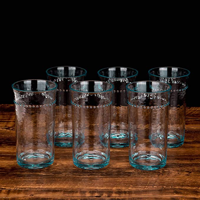 Photo 1 of 19-Ounce Acrylic Premium Quality Plastic hammer Tumblers,plastic stemless drinking glasses,Set of 6 Light green, Dishwasher safe (Light green, 19-ounce)
