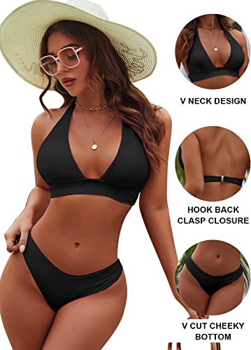 Photo 1 of Blooming Jelly Womens High Cut Bikini Sets Halter Cheeky Swimsuit Deep V Neck Sexy Two Piece Bathing Suits
SIZE L 