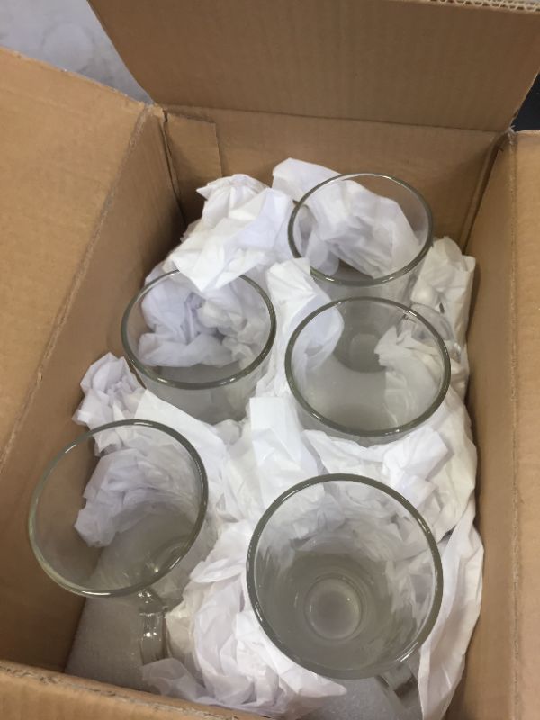 Photo 1 of *****MISSING 1 GLASS****-----WUWEOT 6 Pack Tall Irish Coffee Mugs, 9 OZ Clear Milkshake Glass Latte Cups, Colombian Glass Cappuccino and Hot Chocolate Mugs with Handle for Coffee, Tea, Water, Juice, Beer, Milk Hot And Cold Drinks(missing one)
