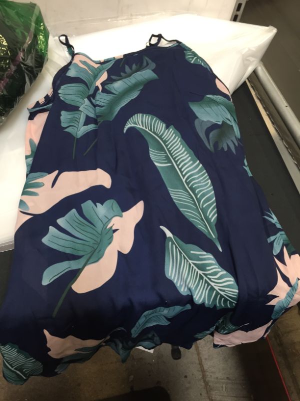 Photo 2 of Asvivid Womens Halter Palm Leaf Floral Casual Dresses Summer Beach Dress Sleeveless Short Sundress SIZE LARGE