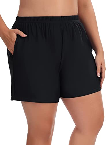 Photo 1 of Aderea Women's Plus Size Swim Shorts High Waisted Bathing Suits Shorts Boyleg Swimsuit Trunks with Pockets SIZE XL