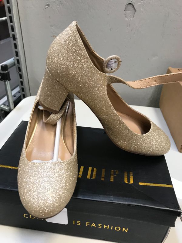 Photo 1 of Gold Glitter Heeled Ankle Strap women's shoes Size 6.5