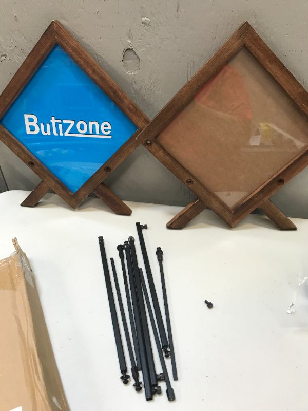Photo 1 of Butizone Vinyl Record Holder, Adjustable Record Storage Rack with Photo Frame, Display Up to 80-100 LP Albums, Great for Organizing Albums, Book, Magazine, Files, Easy Assembly