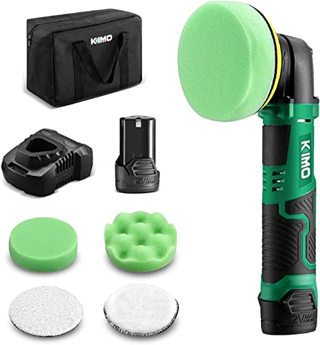 Photo 1 of KIMO Cordless Car Buffer Polisher Kit w/1 Hour Fast Charger, 5 Variable Speeds, 4-INCH Orbital Buffer Polisher for Car Detailing, 4 Pads for Car Waxing/Scratch Removing/Home Appliance Polishing