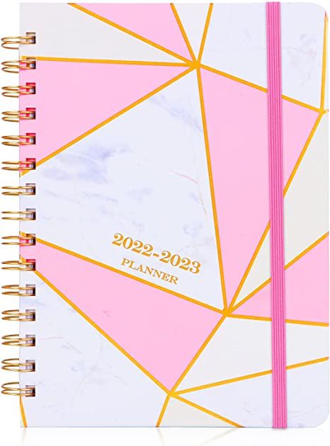 Photo 1 of Planner 2022-2023 - Calendar 2022, Daily Planner Weekly & Monthly Planner, 6.5"x 8.5" Flexible Cover, Twin-Wire Binding, to-Do List,with Inner Pockets, Holidays and Calendars (Pink Geometry)