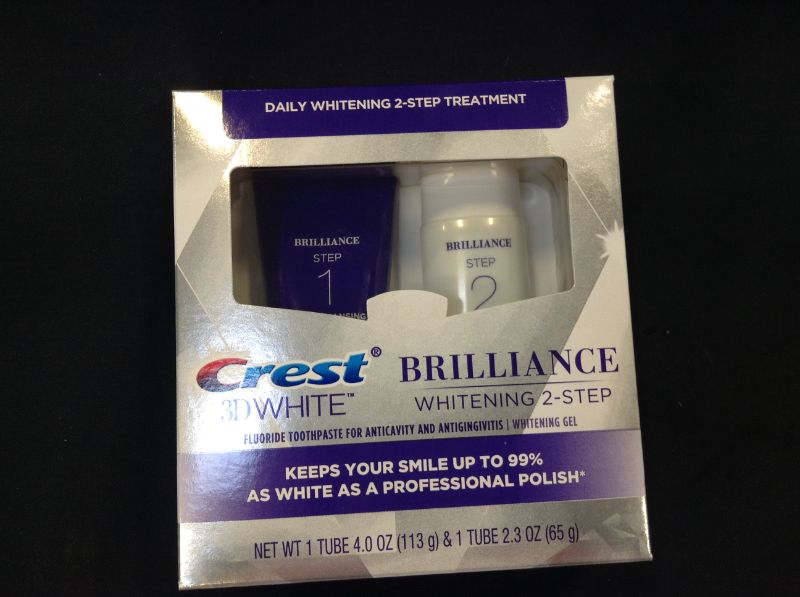 Photo 2 of Crest 3D White Brilliance 2-Step Kit, Deep Clean Toothpaste (4oz) + Teeth Whitening Gel (2.3oz)---exp date 07-2023