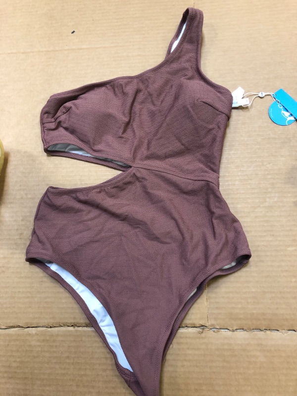 Photo 1 of CUPSHE Women's One Piece Swimsuit One Shoulder Cut Out Ribbed Swimwear Bathing Suits Size - M