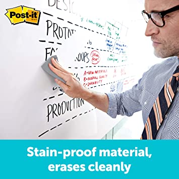 Photo 1 of Post-it Dry Erase Whiteboard Film Surface for Walls, Doors, Tables, Chalkboards, Whiteboards, and More, Removable, Stain-Proof, Easy Installation,, White