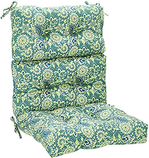 Photo 1 of Amazon Basics Tufted Outdoor High Back Patio Chair Cushion- Blue Flower