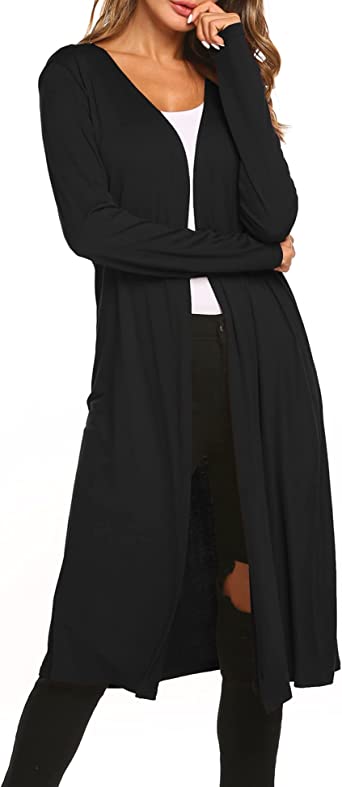 Photo 1 of Bluetime Women'S Long Open Front Drape Maxi Cardigan Lightweight Duster Long Sleeve Cardigan Fall--SIZE MEDIUM