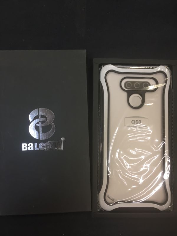 Photo 1 of BaLeeLu for LG Q60 Silicone TPU+PC Dual Layer Shockproof Non-Slip Phone Cases Cover Included Ring Optional Explosion Proof Rear Glass Built in Ring(White)