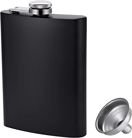 Photo 1 of 2 PACK--Hillside-Kit Hip Flask for Liquor 8 Oz Stainless Steel Leak proof with Funnel Flask set men flask women flask set (Black)