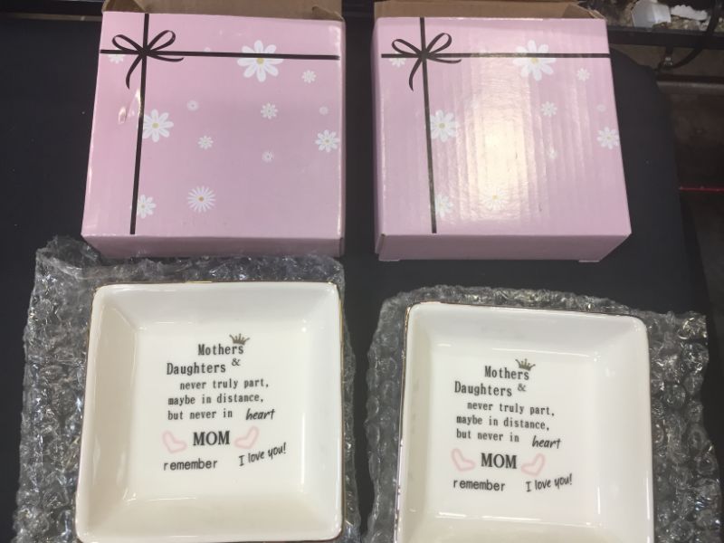 Photo 2 of 2 PACK--ZIS Gifts for Mom from Daughter Christmas, Mother of Bride Gifts for Mother’s Day Christmas Thanksgiving Valentine Birthday Gift for Mom and Daughter Ceramic Ring Dish Decorative Jewelry Tray