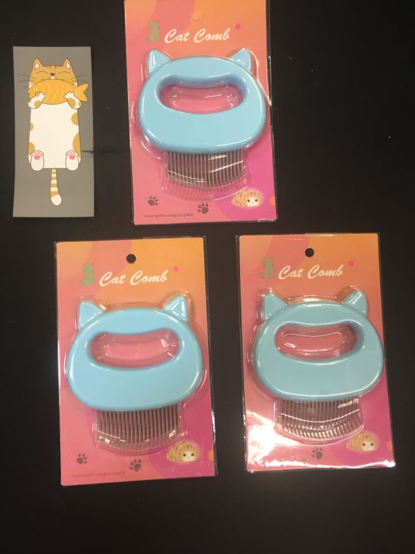 Photo 2 of 3 pack---3+1pcs Cat Comb Massager, Cat Massage Grooming Comb & Dog Massage Grooming Comb, Pet Hair Remover for Matted Tangled Hair Fur Knots, Cat Combs Deshedding, Cat Shell Comb, Pet Shell Comb for Cat Dog