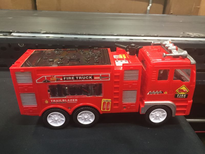 Photo 5 of Electric Fire Truck Kids Toy - with Bright Flashing 4D Lights and Real Siren Sounds Bump and Go Firetruck for Boys Automatic Steering on Contact Fire Engine Toy Trucks for Imaginative Play…