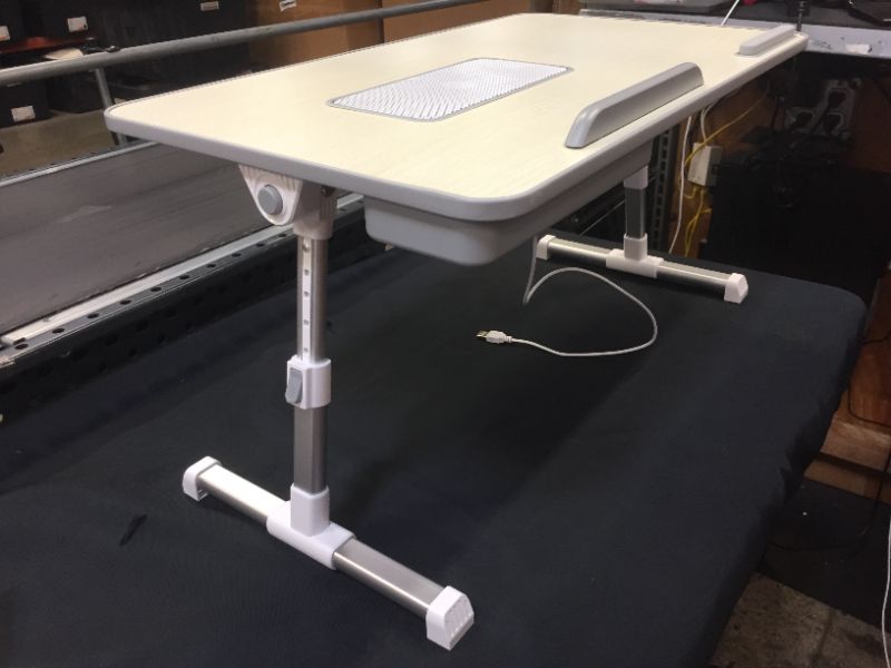 Photo 3 of Aluratek - Adjustable Ergonomic Laptop Cooling Table with Fan - White
