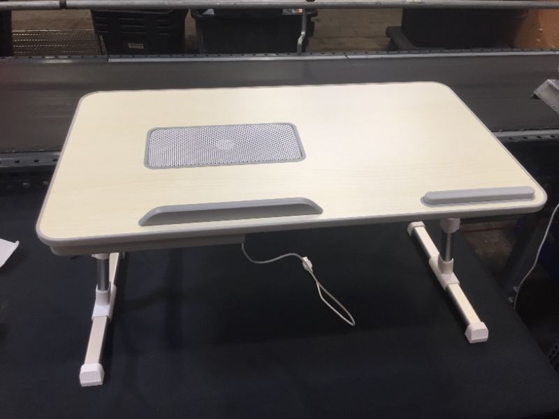 Photo 2 of Aluratek - Adjustable Ergonomic Laptop Cooling Table with Fan - White
