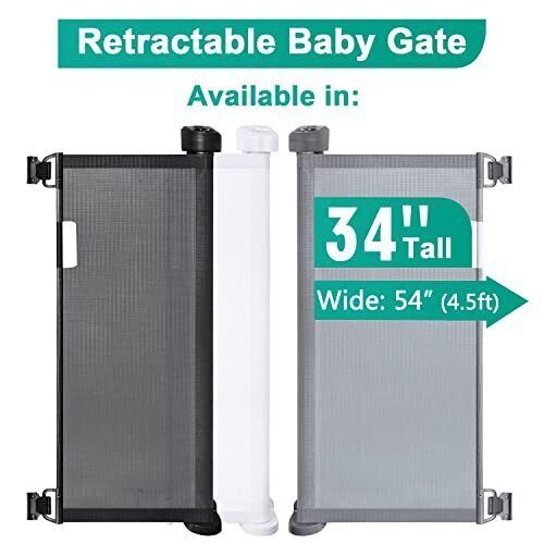 Photo 2 of *BLACK**Retractable Baby Gate Abaook Retractable Dog Gate for Stairs Extra Wide Bab...