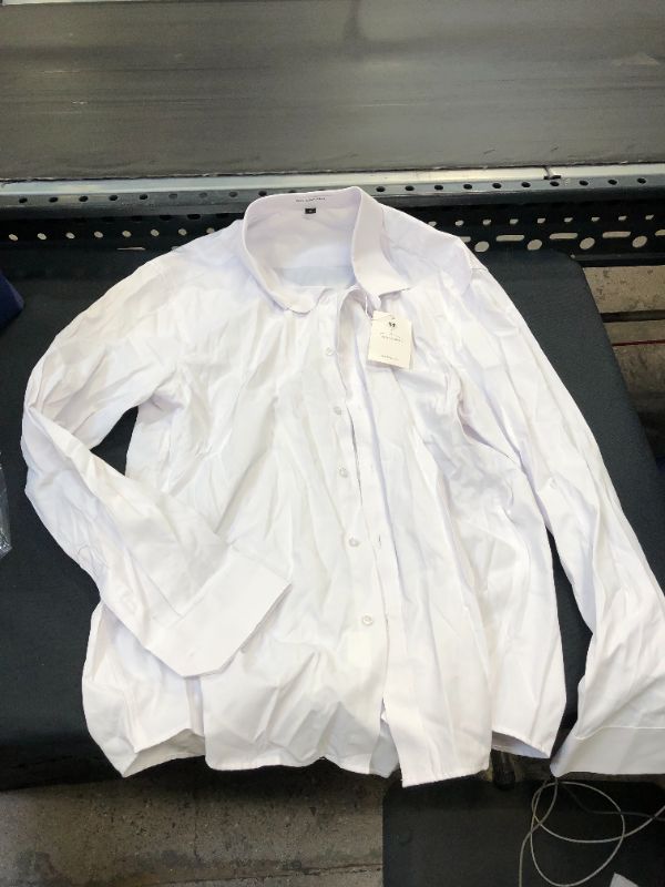 Photo 1 of DELCARINO Men's Long Sleeve Button Up Shirts Solid Slim Fit Casual Business Formal Dress Shirt White Medium (B094Z8P8BP)
