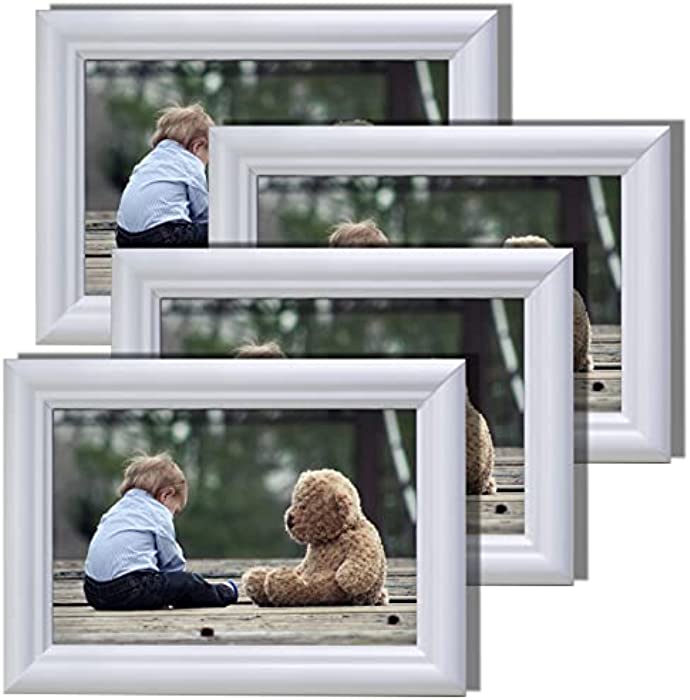 Photo 1 of 4x6 Picture Frame White 4 Pack Solid Wood Wall & Tabletop Photo Frames Set of 4. 