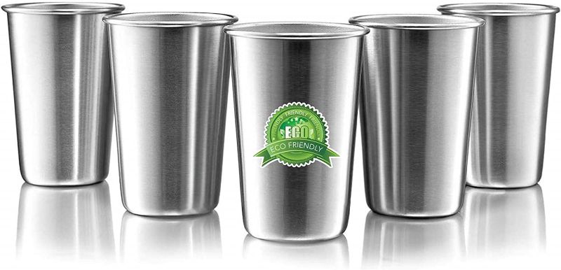 Photo 1 of 16 Ounce Stainless Steel Pint Cups - Stackable Pint Cup Tumblers For Travel – Metal Cups For Drinking Outdoors - 16 Oz Reusable Steel Cups - 5 Pack
