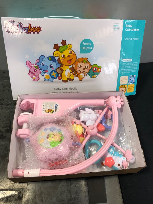 Photo 3 of Baby Mobile for Crib with Music and Lights, Remote and Projection. Pack and Play Toys for Ages 0+ Months (Pink-Bee)
