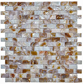 Photo 1 of Art3d 10-Piece Mother of Pearl Shell Mosaic Backsplash Tile for Kitchen, Bathroom Walls, Spa Tile, Pool Tile, 12" x 12" Natural Color
