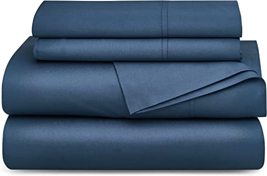 Photo 1 of Bedsure Twin XL Sheets Cooling Bed Set for College Dorm - 100 % Viscose from Bamboo Sheets Set, 3 Pcs Twin XL Navy Sheets Deep Pockets Soft Sheets
