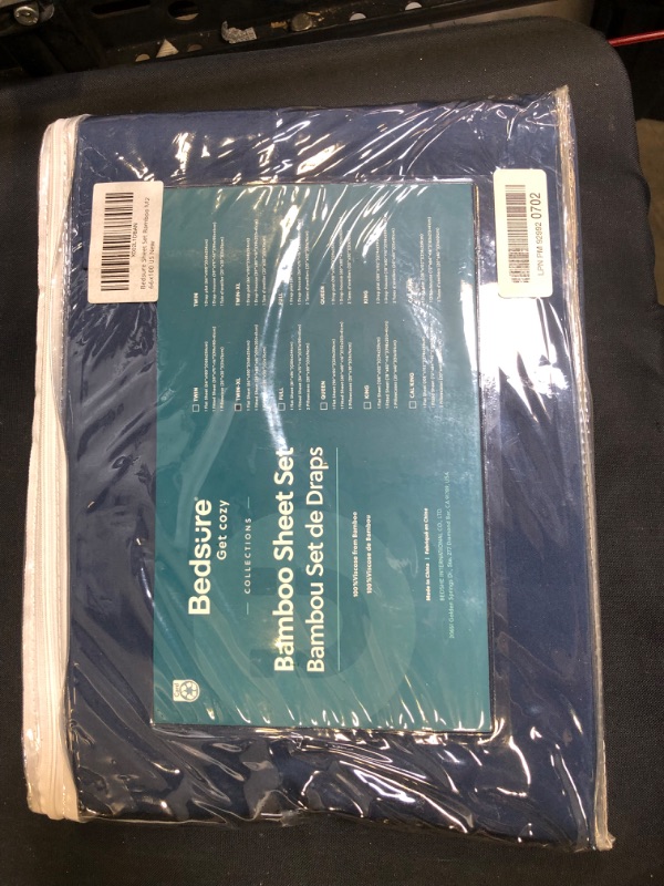 Photo 2 of Bedsure Twin XL Sheets Cooling Bed Set for College Dorm - 100 % Viscose from Bamboo Sheets Set, 3 Pcs Twin XL Navy Sheets Deep Pockets Soft Sheets
