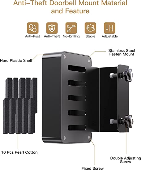 Photo 1 of DG-Direct Anti-Theft Doorbell Mount,Video Doorbell Door Mount for Home Apartment Office Room Renters, Fit for Most Kind Brand of Video Doorbell (Black)
