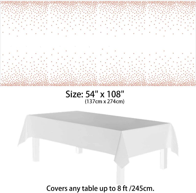 Photo 1 of 4 Pack Plastic Tablecloths for Rectangle Tables, Waterproof Disposable Party Table Cloths with Rose Gold Dot, Table Covers for Decorations, Baby Shower, Birthday, Wedding, 54” x 108” ROSE GOLD 