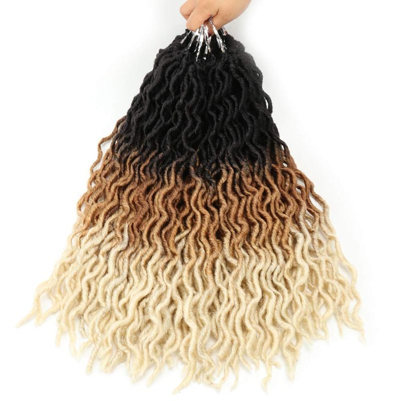 Photo 1 of Eliza Wavy Gypsy Locs Ombre Crochet Hair 18" 8Packs/Lot 613 Goddess Locs Faux Locs Crochet hair African Roots Dreadlocs Synthetic Braiding Hair Extensions for Women 18" 6 PACKS