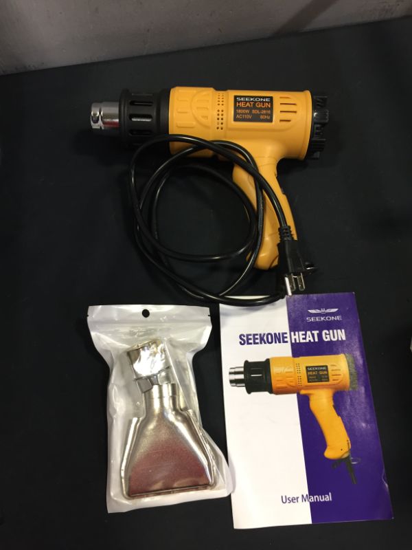 Photo 2 of SEEKONE Heat Gun 1800W 122?~1112??50?- 600??Fast Heating Heavy Duty Hot Air Gun Kit Variable Temperature Control Overload Protection with 4 Nozzles for Crafts, Shrinking PVC, Stripping Paint(5.2FT)
